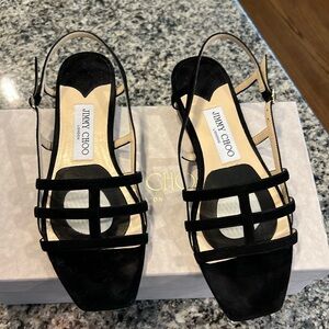 Ariel flat 371/2 or 7 1/2 Jimmy Choo black Suede